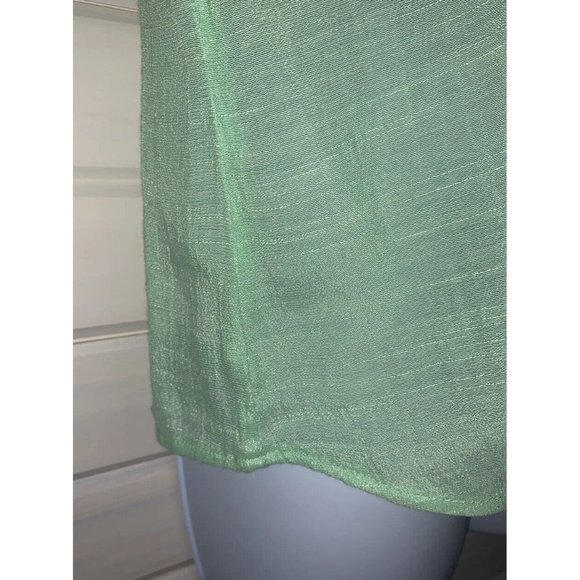 Live And Let Live Sz MEDIUM Tie Hem Tunic Top Rayon Aqua Green Lace Detail EUC - Picture 5 of 10